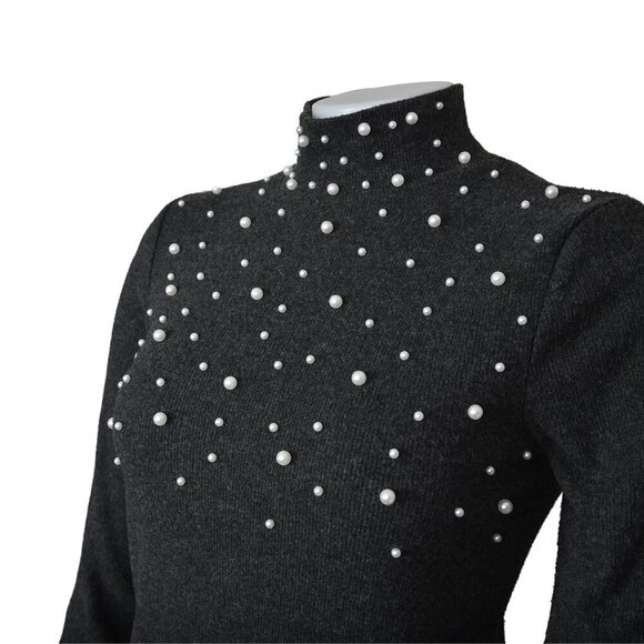 NWT Zara Soft Feel Pearl Sweater Gray Size Medium - Picture 3 of 10